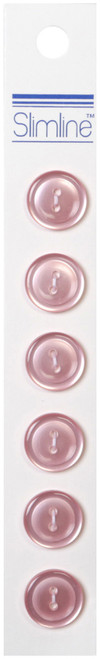 Slimline Buttons-Pink 2-Hole 9/16" 6/Pkg - SL-182A - 052278321820