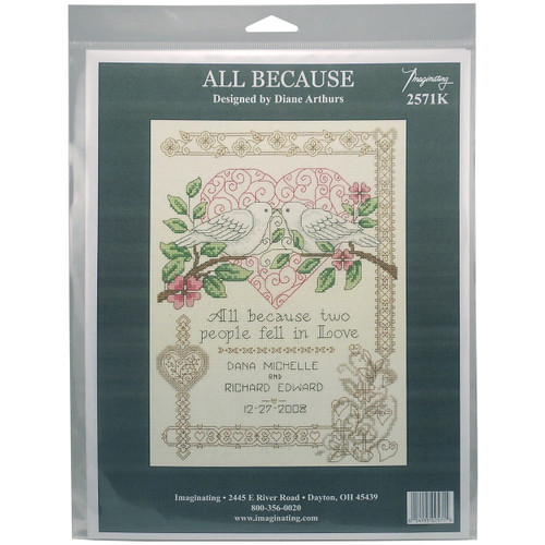 Imaginating Counted Cross Stitch Kit 7.25"X10"-All Because Wedding (14 Count) I2571 - 054995025715