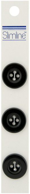 Slimline Buttons -Black 4-Hole 13/16" 3/Pkg SL-210A - 097327818784
