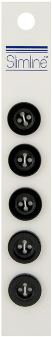 Slimline Buttons -Black 4-Hole 5/8" 5/Pkg SL-208A - 097327818760