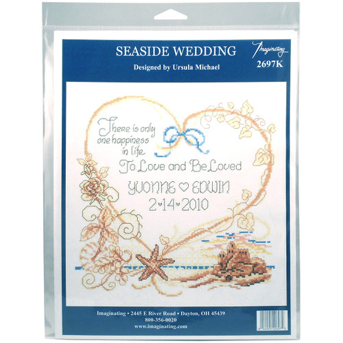 Imaginating Counted Cross Stitch Kit 7.5"X8"-Seaside Wedding Record (14 Count) - I2697 - 054995026972