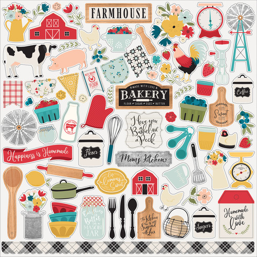 Farmhouse Kitchen Cardstock Stickers 12"X12"-Elements FK216014 - 787790178613