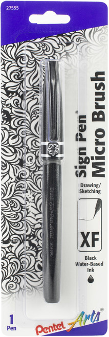 Pentel Arts Sign Pen W/Micro Brush Tip-Black ESF30BPA - 072512275559