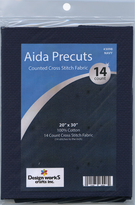 Design Works Gold Quality Aida 14 Count 20"X30"-Navy - DW3098 - 021465030982