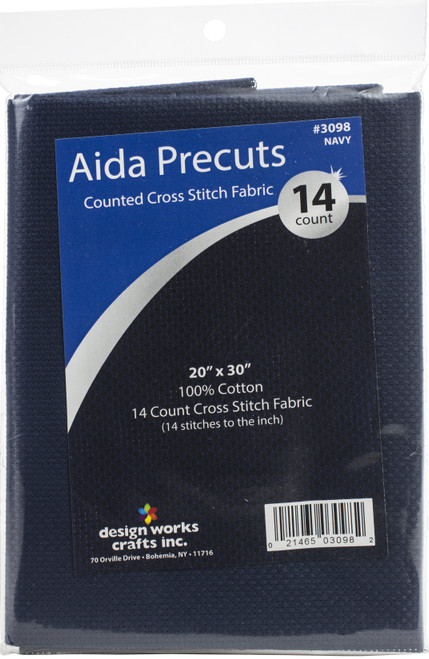 Design Works Gold Quality Aida 14 Count 20"X30"-Navy - DW3098