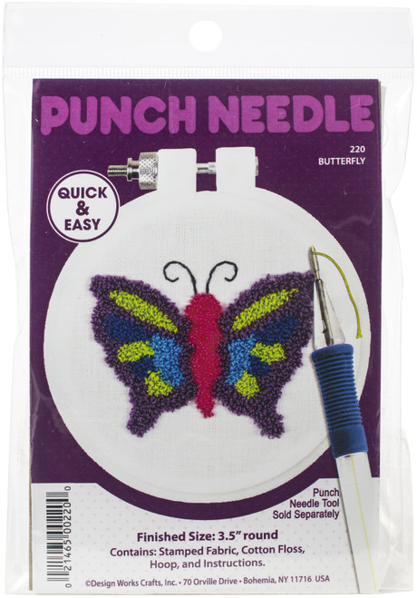 Design Works Punch Needle Kit 3.5" Round-Butterfly - DW220 - 021465002200