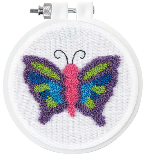 Design Works Punch Needle Kit 3.5" Round-Butterfly - DW220