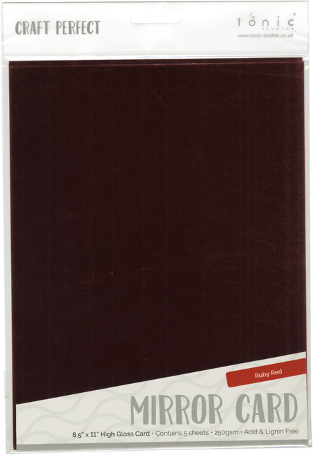 Craft Perfect Mirror Cardstock 92lb 8.5"X11" 5/Pkg-Ruby Red MIRROR-9453E - 818569024531