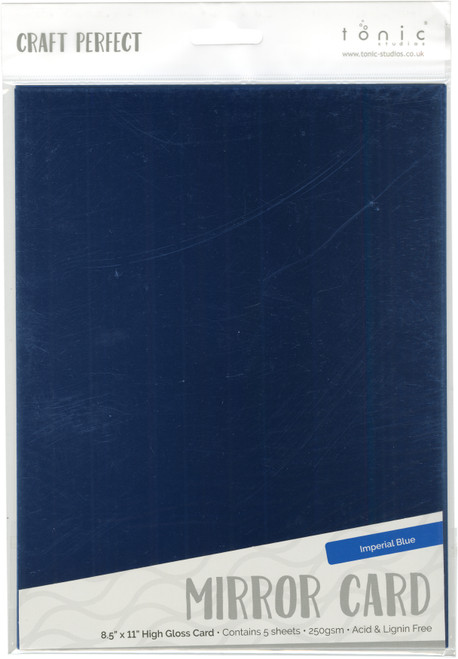 Craft Perfect Mirror Cardstock 8.5"X11" 5/Pkg-High Gloss Imperial Blue - MIRRORG-9458E - 818569024586