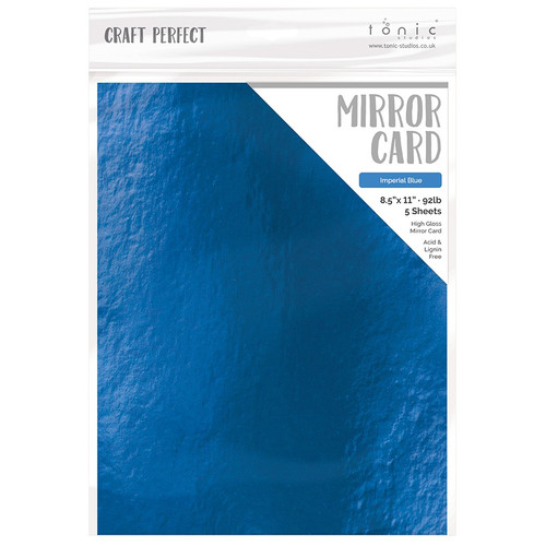 Craft Perfect Mirror Cardstock 8.5"X11" 5/Pkg-High Gloss Imperial Blue - MIRRORG-9458E - 818569024586