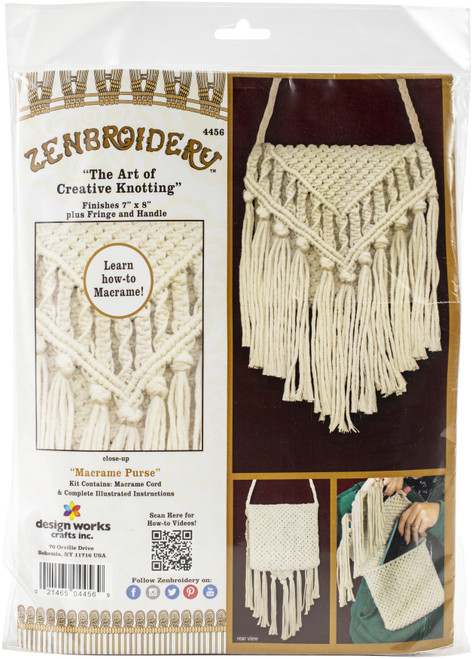 Design Works/Zenbroidery Macrame Purse Kit 7"X8"- - DW4456 - 021465044569