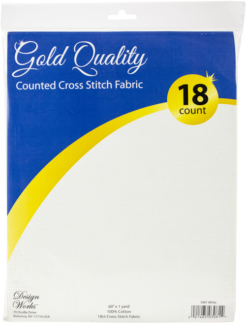 Design Works Gold Quality Aida 18 Count 60"X36"-White - DW3081 - 021465030814