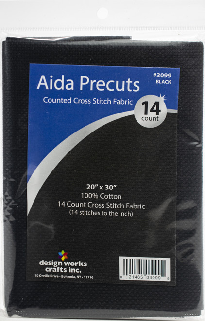 Design Works Gold Quality Aida 14 Count 20"X30"-Black - DW3099