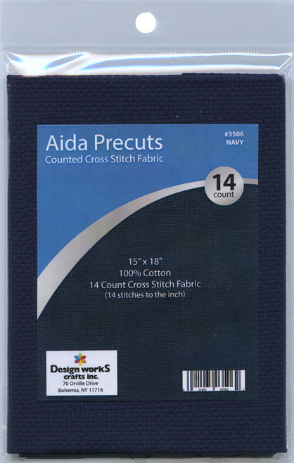 Design Works Gold Quality Aida 14 Count 15"X18"-Navy DW3506 - 021465035062