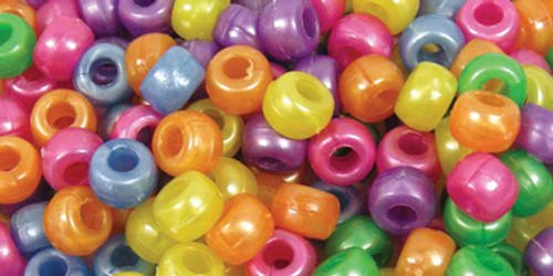 Craft Medley Barrel Pony Beads 6mmx9mm 175/Pkg-Pearlized Multicolor BD239-J