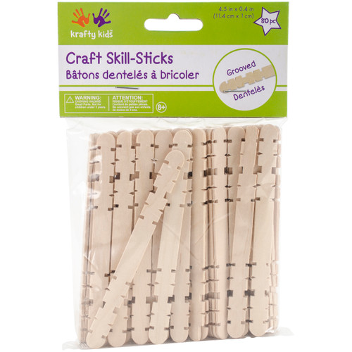 Krafty Kids Craft Skill Sticks-Natural 4.5" 80/Pkg CW510 - 775749065824