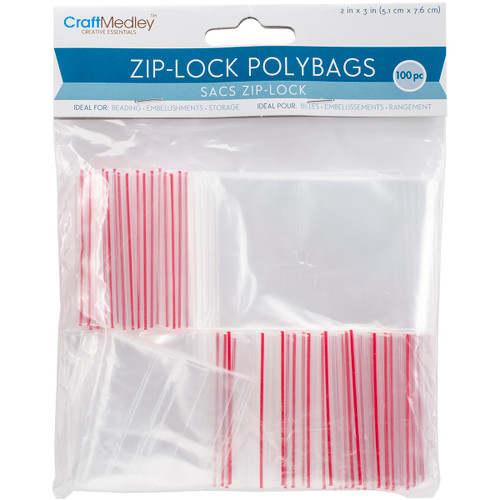 Craft Medley Ziplock Polybags 100/Pkg-2"X3" Clear - PB003 - 775749043532