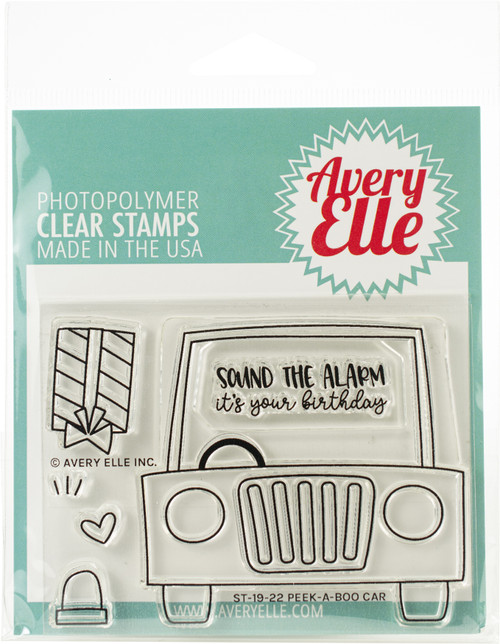 Avery Elle Clear Stamp Set 4"X3"-Peek-A-Boo Car AE1922 - 811568027626