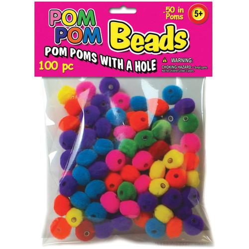 Pepperell Pom-Pom Beads .5" 100/Pkg-Assorted PMBD100 - 725879840020