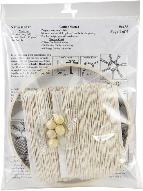 Design Works/Zenbroidery Macrame Wall Hanging Kit 8"X24"-Natural Star - DW4458 Design Works/Zenbroidery Macrame Wall Hanging Kit 8"X24"-Natural Star - DW4458