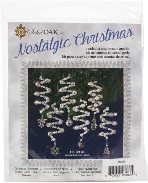 Solid Oak Nostalgic Christmas Beaded Crystal Ornament Kit-Crystal & White Christmas Charmer Make 6 - NCHBOK-009 - 845227050694
