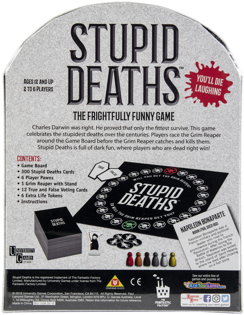 University Games Stupid Deaths Board Game- - UG1404 University Games Stupid Deaths Board Game- - UG1404