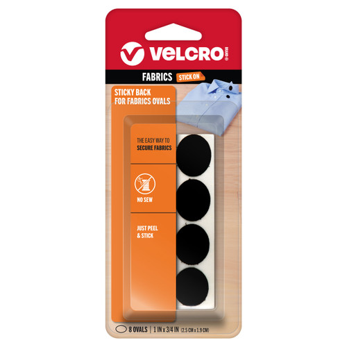 VELCRO(R) Brand STICKY BACK For Fabric Ovals 1"X.75"-Black 91879 - 075967918798