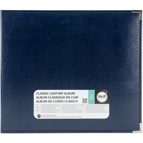 We R Classic Leather D-Ring Album 12"X12"-Navy WRRING12-60918 - 633356609186