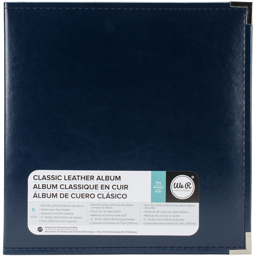 We R Classic Leather D-Ring Album 8.5"X11"-Navy WRRING8-60130 - 633356601302
