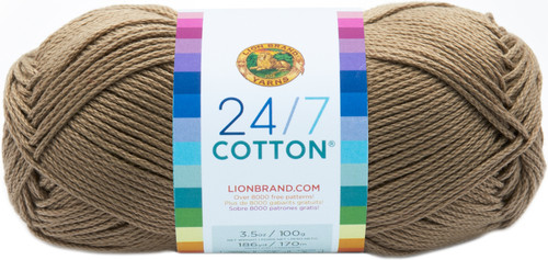 Lion Brand 24/7 Cotton Yarn-Taupe 761-122 - 023032015958