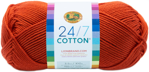Lion Brand 24/7 Cotton Yarn-Tangerine 761-133 - 023032017488