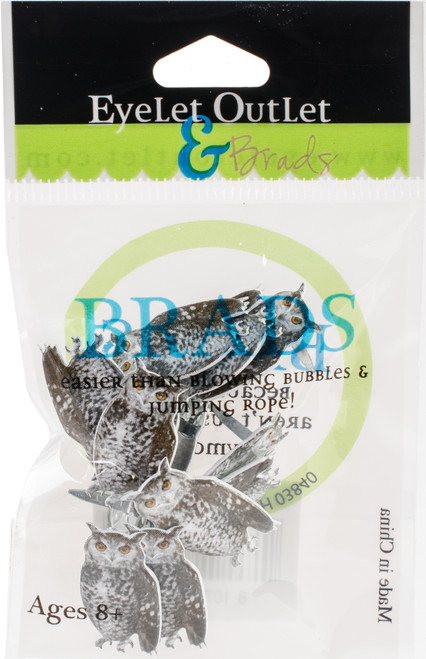 Eyelet Outlet Shape Brads 12/Pkg-Sketched Owls - QBRD2-1 - 810787023822 Eyelet Outlet Shape Brads 12/Pkg-Sketched Owls - QBRD2-1 - 810787023822