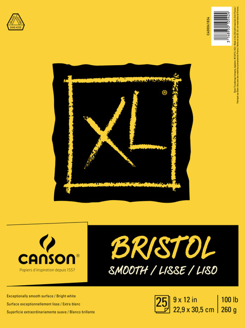 Canson XL Recycled Bristol Paper Pad 9"X12"-25 Sheets 61834 - 3148950105424