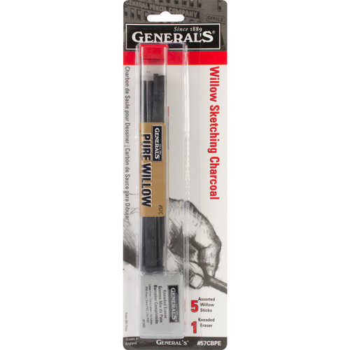 General's Willow Sketching Charcoal Sticks 5/Pkg- - GP57CBPE - 044974575058