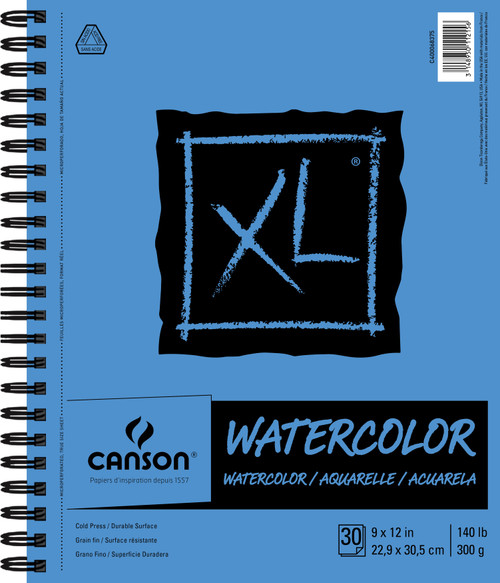 Canson XL Watercolor Pad 9"X12"-30 Sheets - 68375 - 31489501121563148950112156