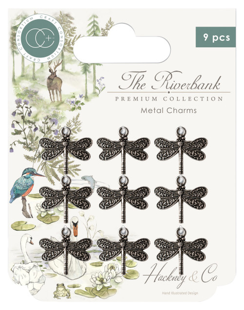 Craft Consortium The Riverbank Metal Charms 9/Pkg-Silver Dragonfly CCMCHR03 - 50603946261995060394626199