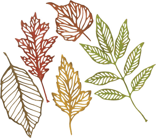 Sizzix Thinlits Dies By Tim Holtz 5/Pkg-Skeleton Leaves - 663094