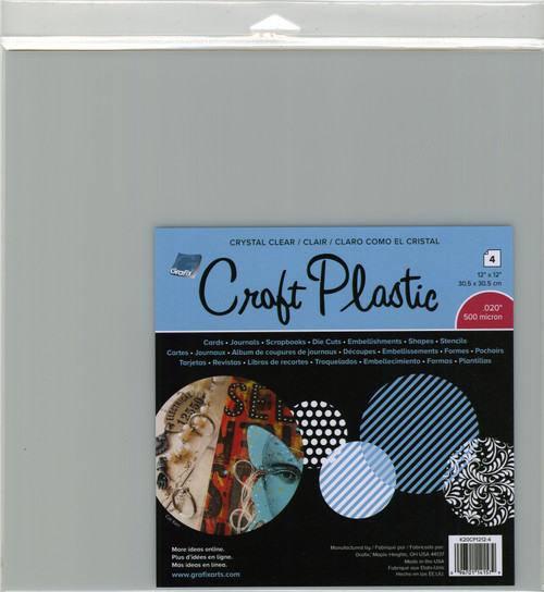 Grafix Craft Plastic Sheets 12"X12" 4/Pkg-Clear .020 - K20CP124 - 096701141579