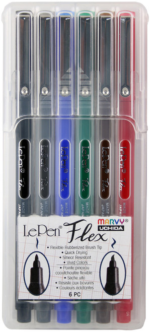 Uchida Le Pen Flex Set 6/Pkg-Primary Colors 4800-6A - 028617487502