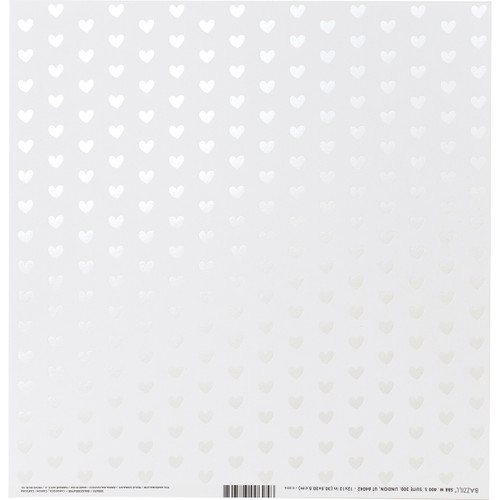 12 Pack Bazzill Foiled Pattern Cardstock 12"X12"-Heart W/White Pearl, Marshmallow 12FOIL12-695 - 846523006958