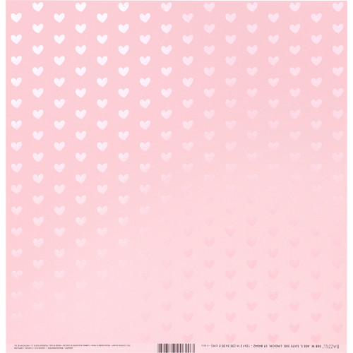 12 Pack Bazzill Foiled Pattern Cardstock 12"X12"-Heart W/Pink Pearl, Cotton Candy 12FOIL12-690 - 846523006903