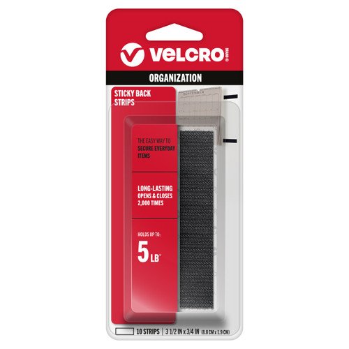 VELCRO(R) Brand Sticky Back Strips 3.5" 10/Pkg-Black 90161 - 075967901615