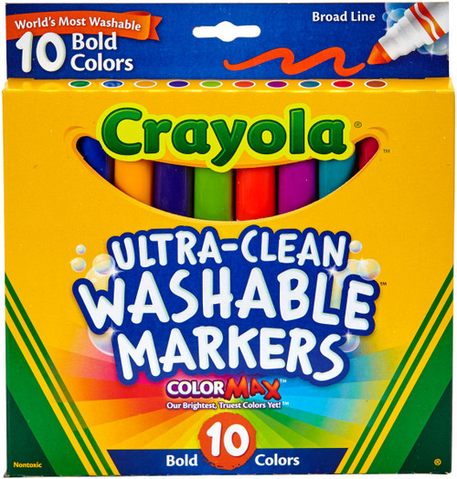 Crayola Ultra-Clean Color Max Broad Washable Markers 10/Pkg-Bold Colors - 58-7853 - 071662078539