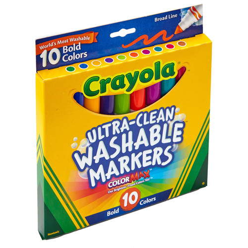 Crayola Ultra-Clean Color Max Broad Washable Markers 10/Pkg-Bold Colors - 58-7853