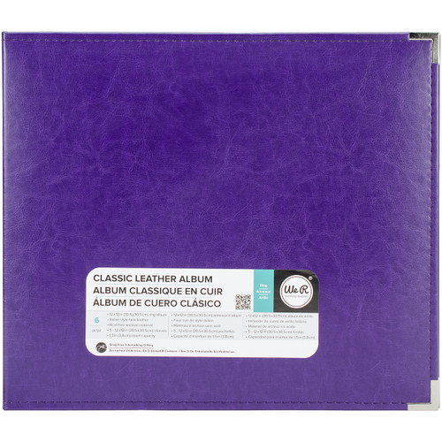 We R Classic Leather D-Ring Album 12"X12"-Grape Soda WRRING12-60908 - 633356609087