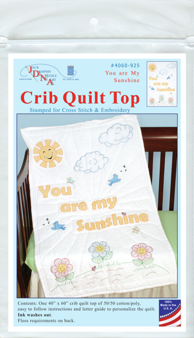 Jack Dempsey Stamped White Quilt Crib Top 40"X60"-You Are My Sunshine - 4060 925 - 013155909258