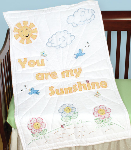Jack Dempsey Stamped White Quilt Crib Top 40"X60"-You Are My Sunshine - 4060 925 Jack Dempsey Stamped White Quilt Crib Top 40"X60"-You Are My Sunshine - 4060 925
