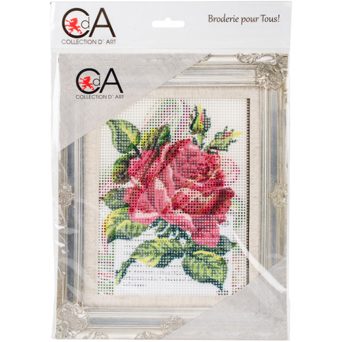 Collection D'Art Stamped Needlepoint Kit 5.5"X7"-Red Rose - CD3146K - 52065751314695206575131469