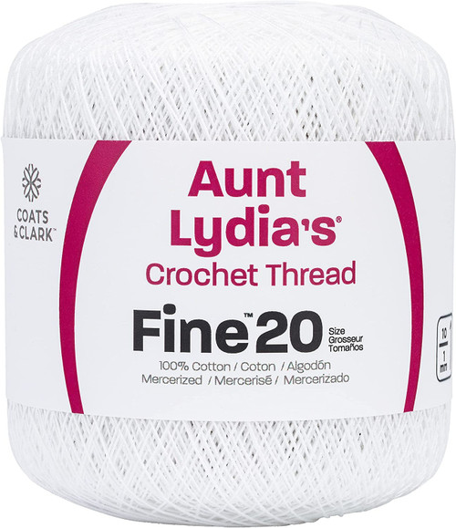 Aunt Lydia's Fine Crochet Thread Size 20-White - 181-201 - 00736507674870073650767487