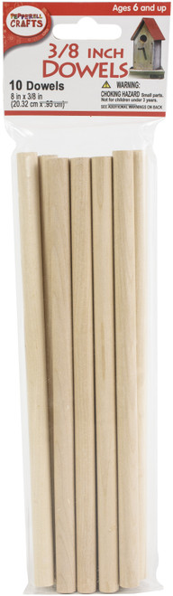Pepperell Crafts Dowels 10/Pkg-0.375"X8" - WP19 - 725879100193